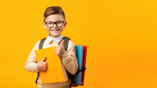 School boy with books Illustration AI GenerativexA