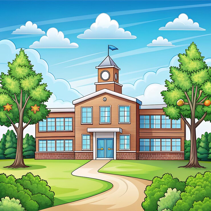 Photo school building in flat styleisolated school building