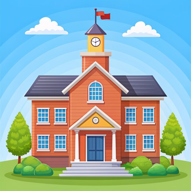 Photo school building vector icon illustration building and landmark icon concept white isolated flat cartoon style suitable for web landing page banner sticker background