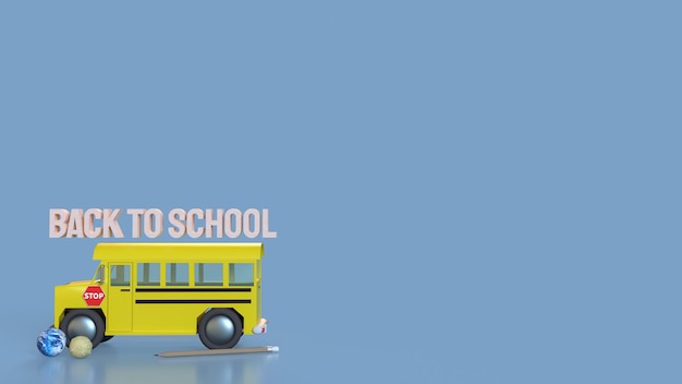 The School bus for Back to school concept 3d rendering