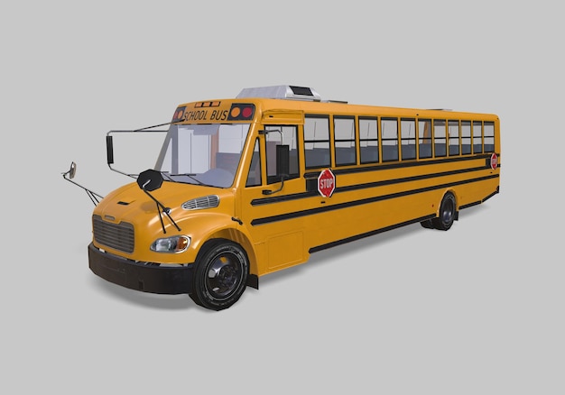 School bus on blacktop with clean sunny background