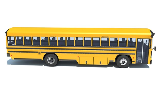 School bus d rendering on white background