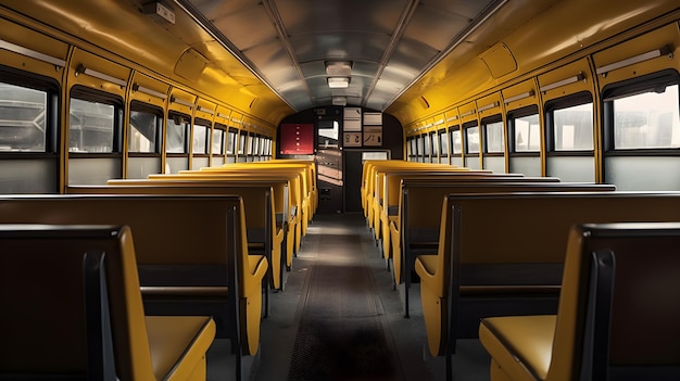 Photo school bus interior generative ai