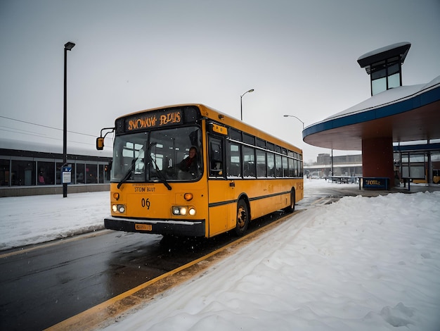 Photo school bus on the station