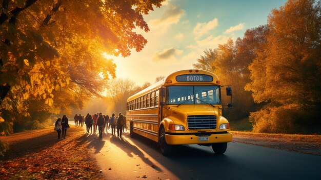 Photo a school bus transporting students wallpaper