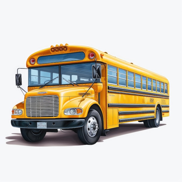 School bus in white background AI generated Image