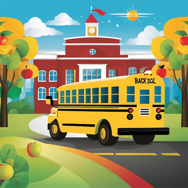 Школьный автобус со словом «школа» спереди.