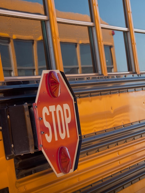 School buses parked near the high school.