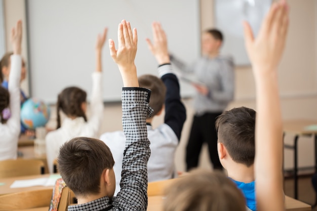 School children in classroom at lesson