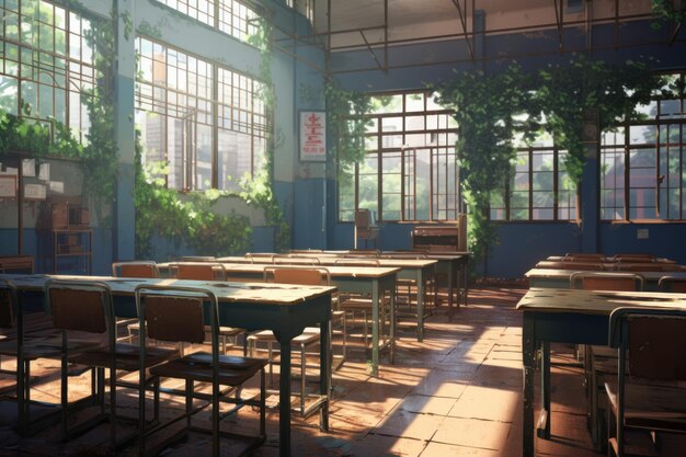 Classroom sunlight anime visual novel game. Generate Ai 27736758 Stock  Photo at Vecteezy