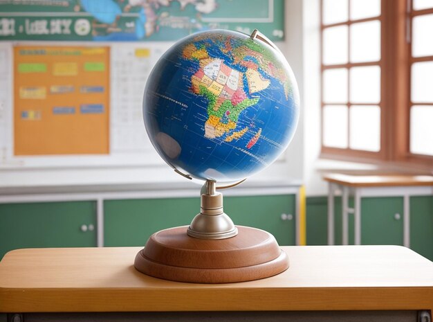 Photo school classroom items with world globe with beautiful solid background