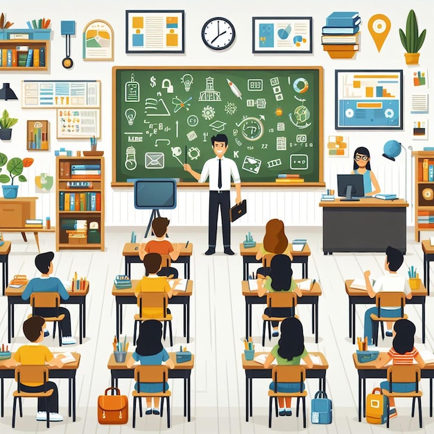 School classroom vector illustration