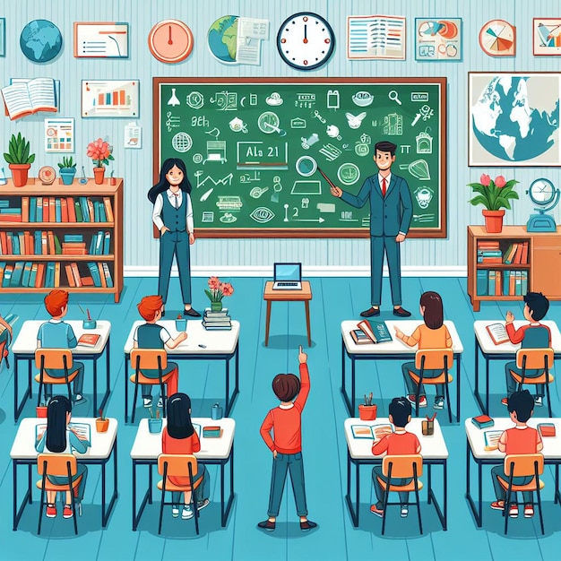 School classroom vector illustration
