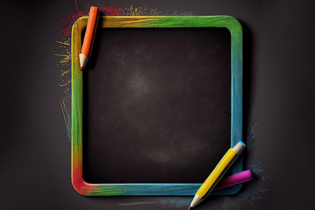 School or college blackboard background with colourful chalk Generative Ai