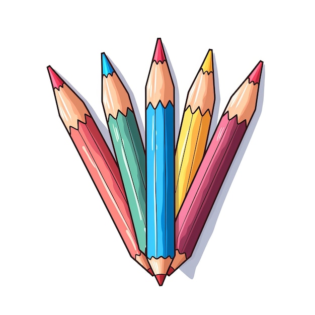 School Colored pencil Education Tool Cartoon Square Illustration
