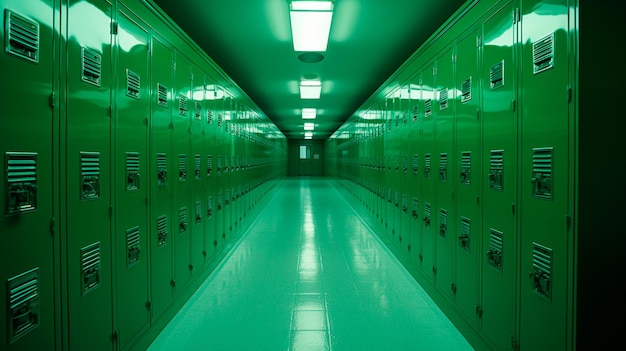 school corridor with lockers Generative AI