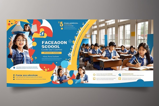 Photo school education admission facebook cover template eps