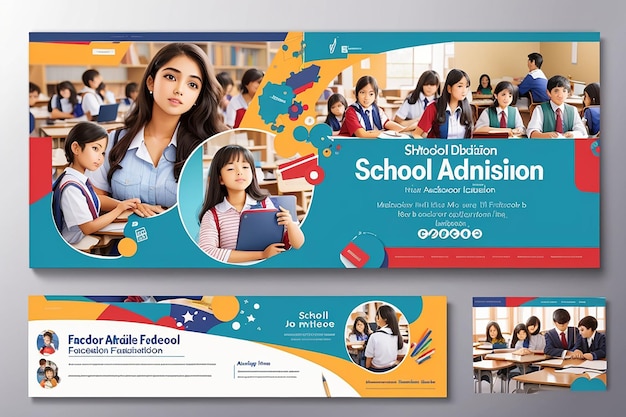 Photo school education admission facebook cover template eps