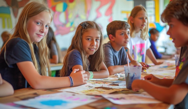 Foto school en onderwijs schoolstudenten gelukkige studenten studenten die studeren studenten die onderwijzen