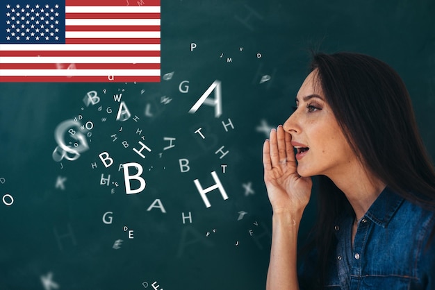 Foto lezione di inglese scolastico corso di studio di una lingua straniera