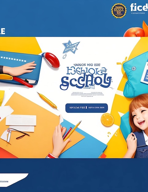 school facebook cover banner back to school pencils generative by Ai 002