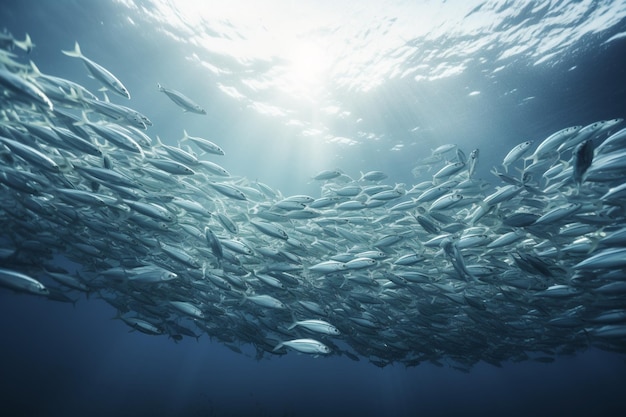 A school of fish in the ocean