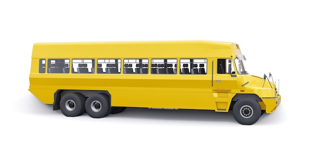 School gele bus om schoolkinderen naar school te vervoeren. 3D illustratie.