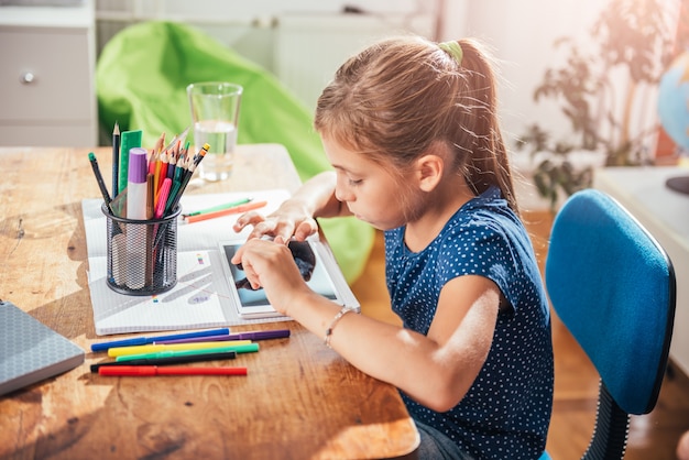 School Girl using tablet