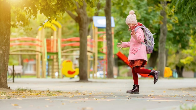 School girl with backpack