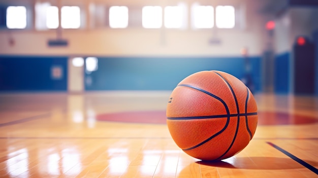 School Gym Break Basketball Resting on the Floor