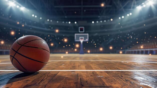 School Gym Break Basketball Resting on the Floor