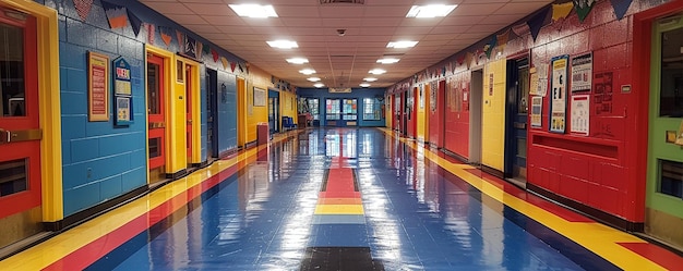 School Hallway Decorated With Posters Wallpaper