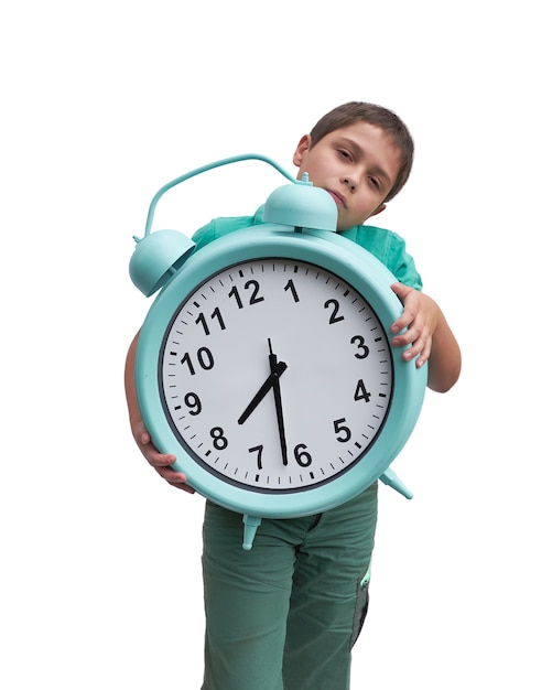 School kid with giant clock