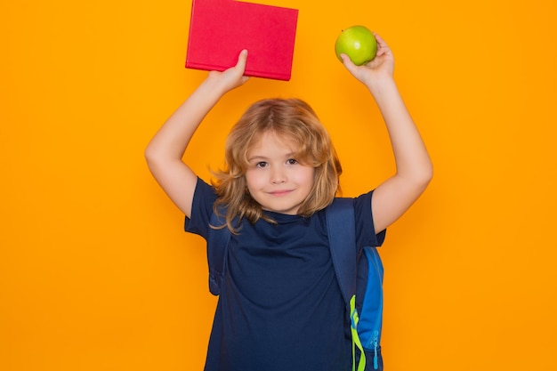 School kids school pupil little student school child isolated on studio background portrait of nerd 