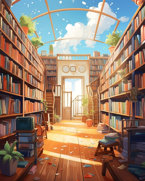 Premium AI Image  Anime Classroom Background without People With Flat  Cartoon Style and Pastel Color