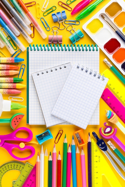 School notebook and various stationery