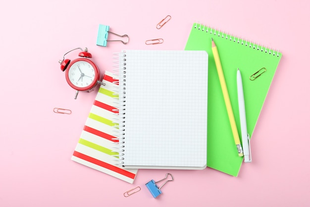 School office on a colored background top view