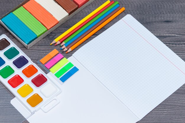 School and office supplies. Back to school concept.