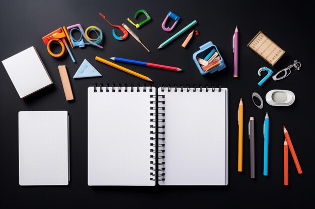 School office supplies on a desk with copy space Back to school concept generative ai