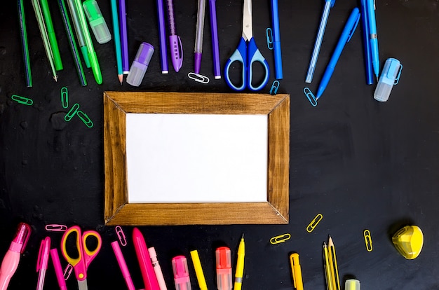 School and office supplies frame 