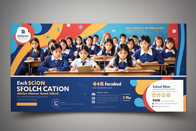 Foto school onderwijs toelating facebook cover sjabloon eps