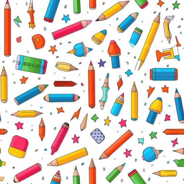 School pencil seamless pattern