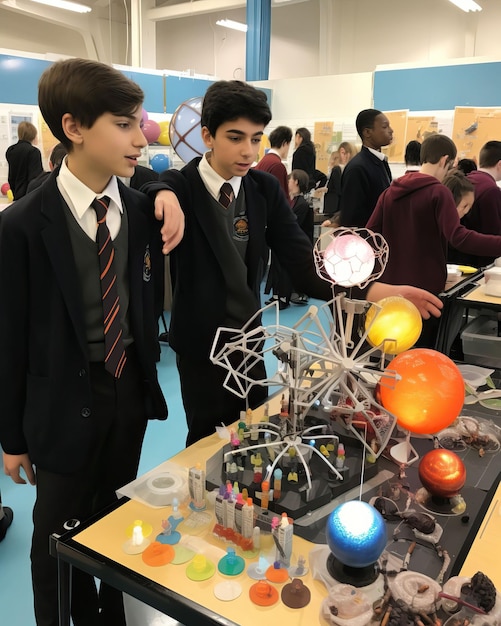 Premium Photo A School Science Fair With Students Presenting Their premium-photo-a-school-science-fair-with-students-presenting-their