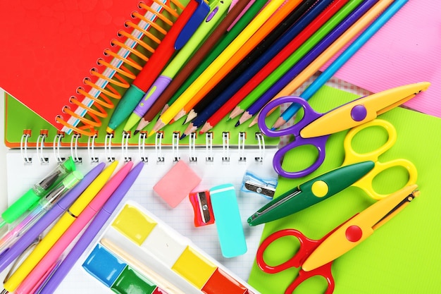 School stationery closeup background