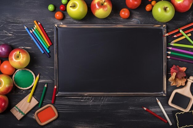 School supplies background with copy space