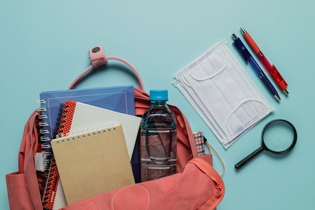 School supplies in a backpack