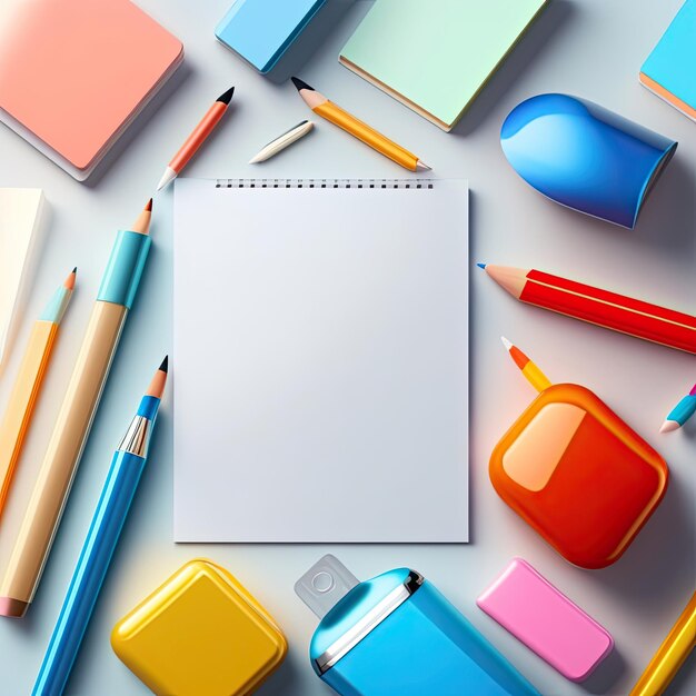 School supplies on light background