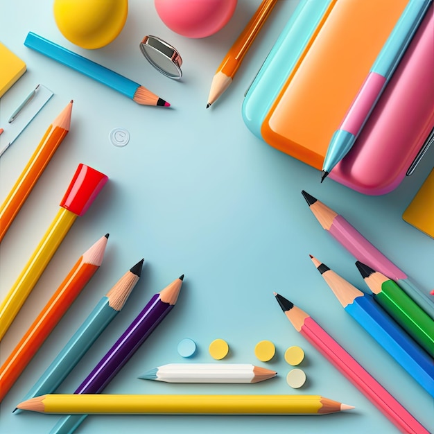 School supplies on light background