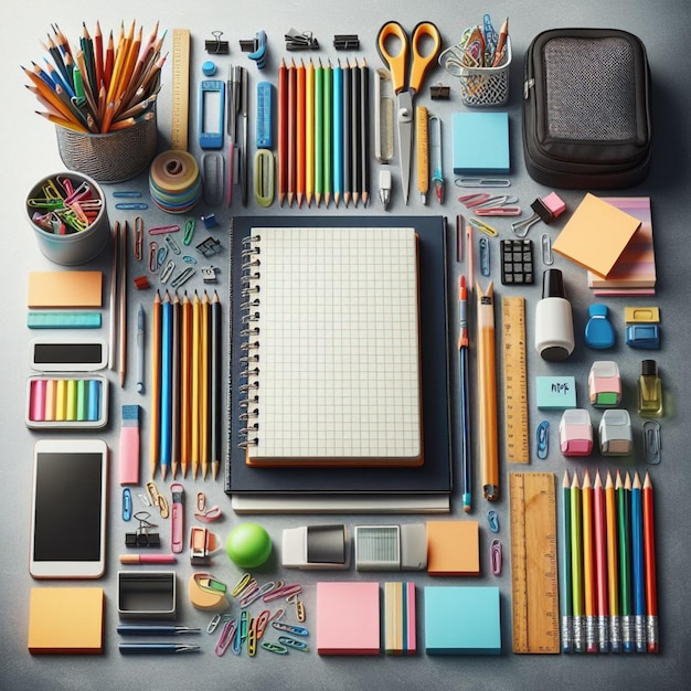 School supplies realistic photo