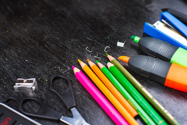 School supplies on a table